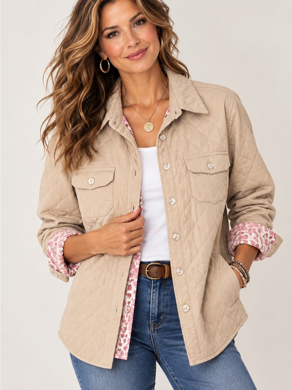 St. John’s Bay XL Quilted Cotton Shirt Jacket Floral 

Lining NWT
